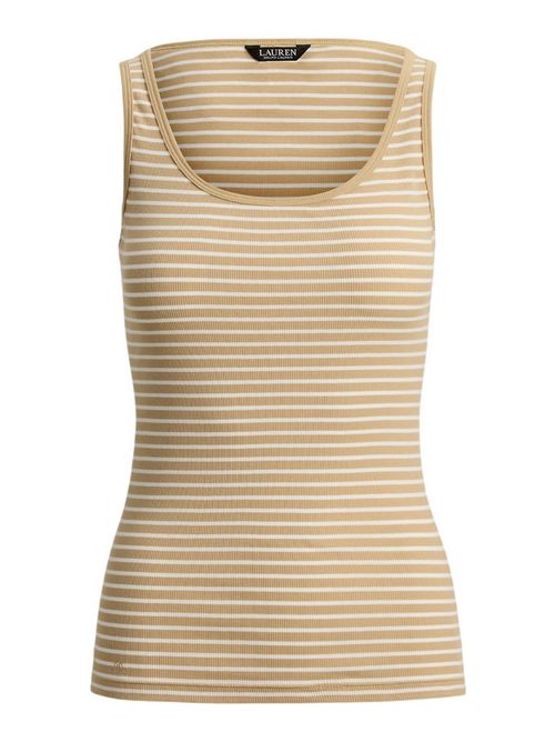 canotta donna rigata bianco e cammello